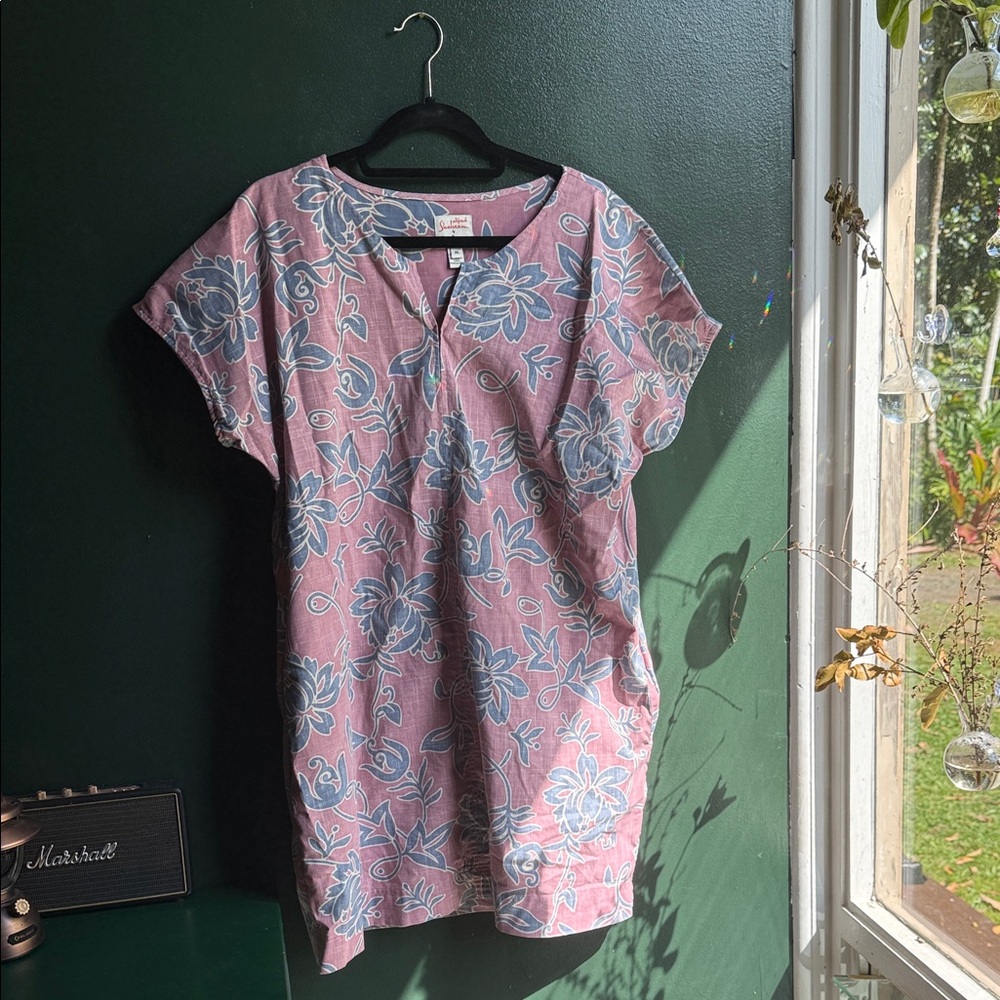 Reyn Spooner Pink and Blue Floral Midi Dress